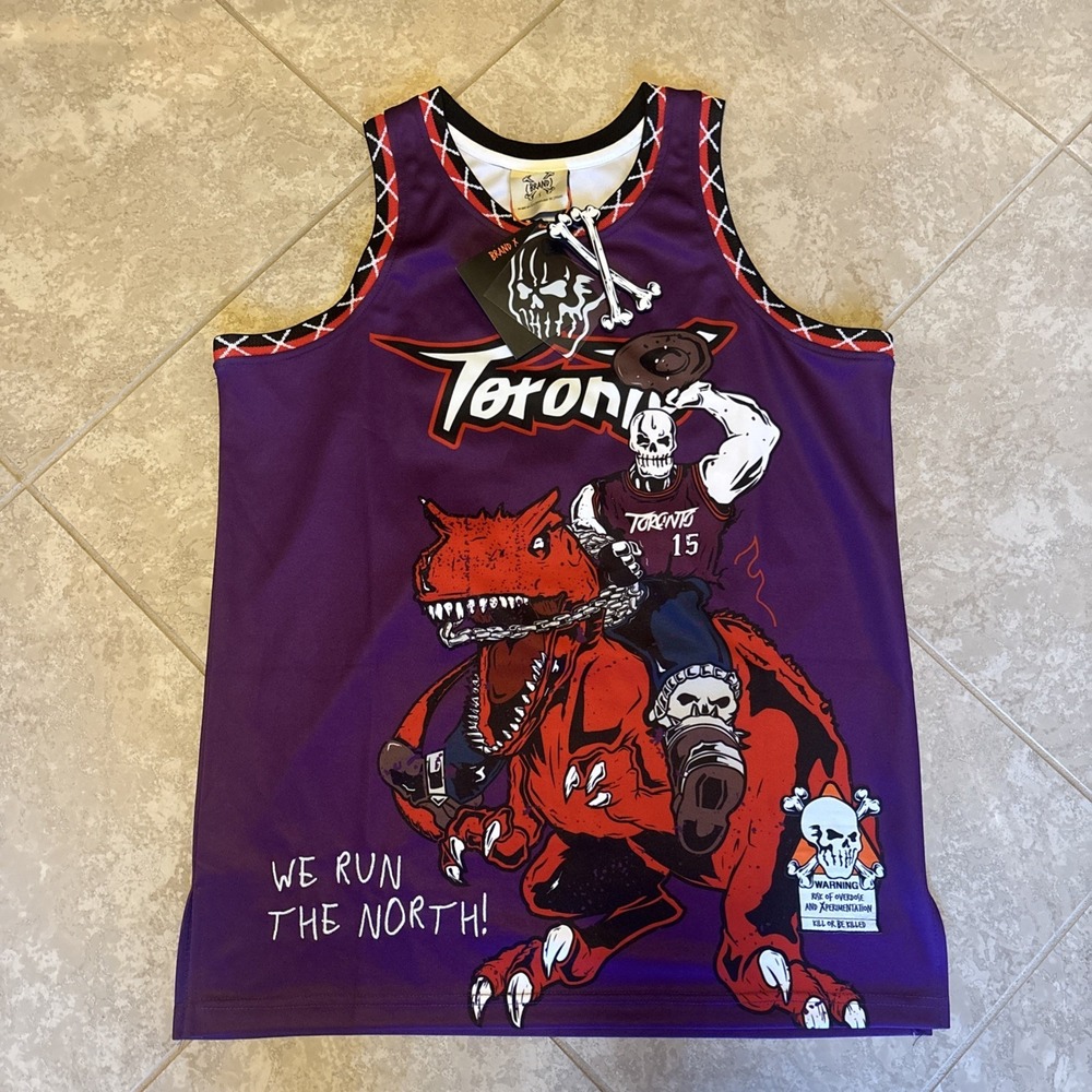 Brand X Toronto Raptors Vince Carter #15 Run The North Basketball Jersey Small